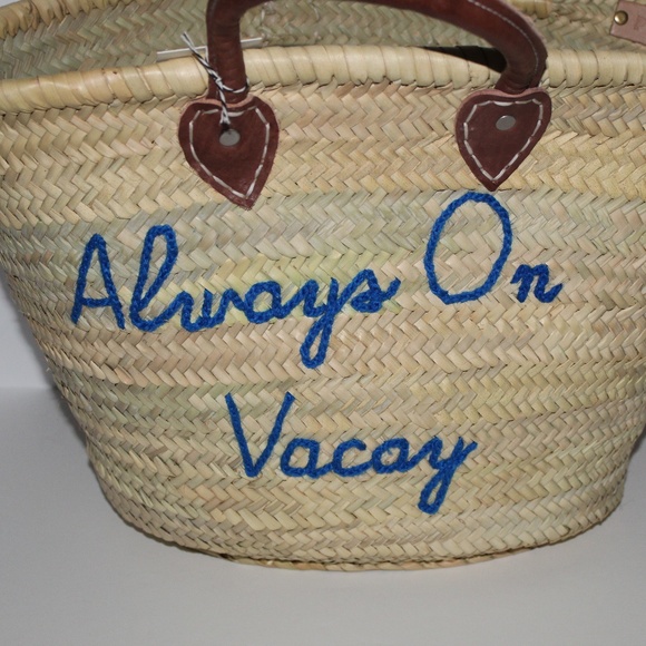 POOLSIDE ALWAY VACCAY SHORT HANDLE STRAW BEACH BAG - Picture 5 of 8